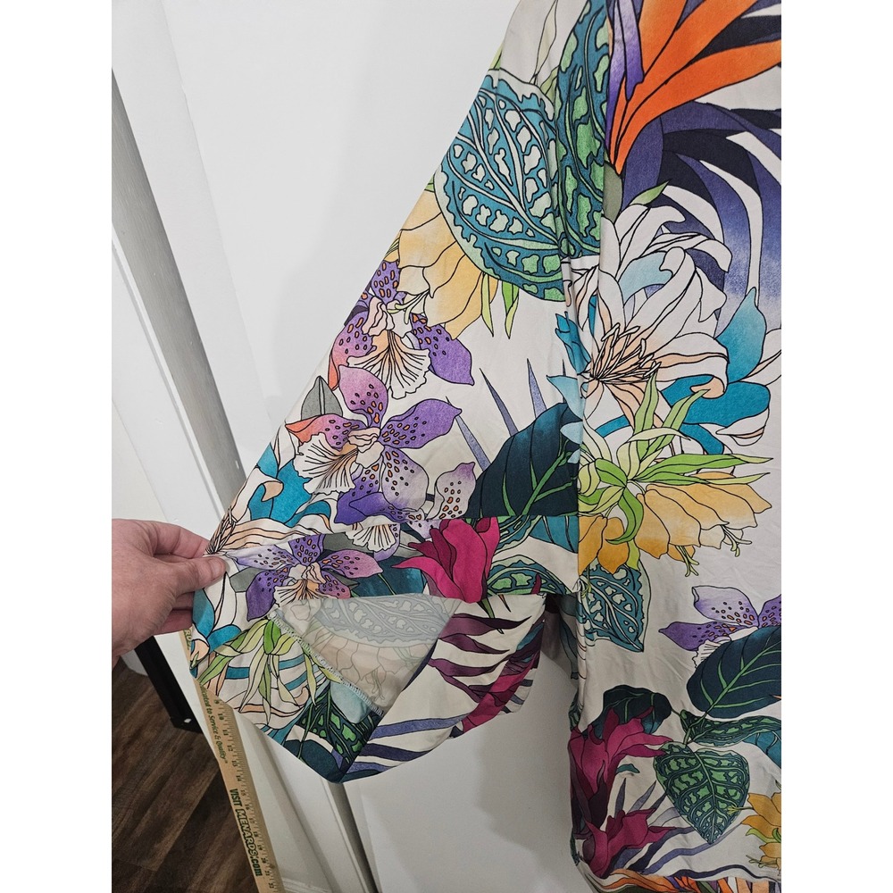 Trina Turk Floral Boat Neck Kimono Sleeve Tropical Print Blouse Top Womens Size - Picture 4 of 8